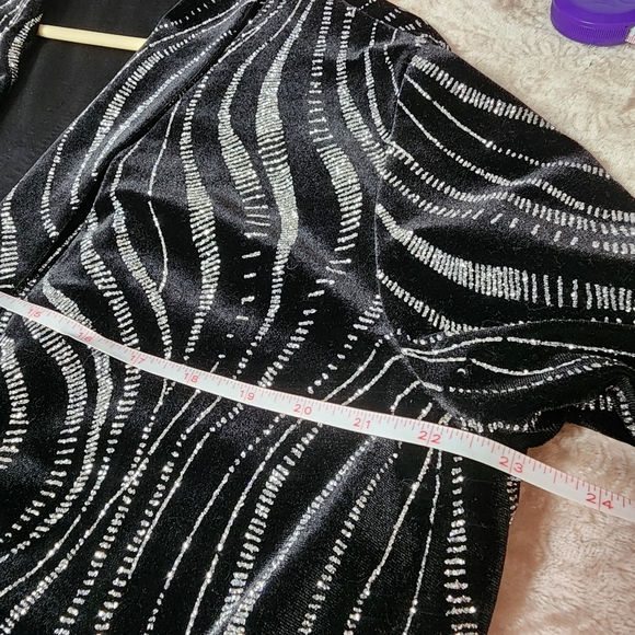 Notations open front roll collar black silver cardigan blazer - Picture 7 of 9